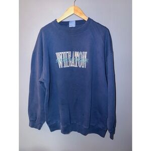 Vintage Wheaton Sport Center Sweatshirt Navy Blue Embroidered Crewneck XL Gear